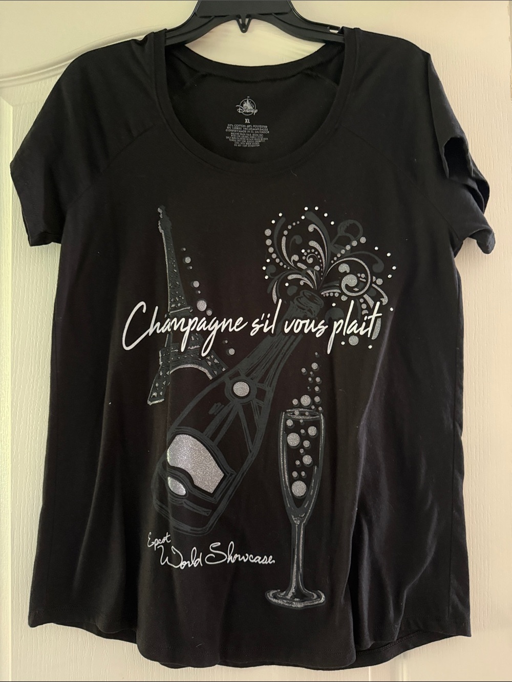 Disney Black Graphic 'Champagne s'il vous plaît' Short Sleeve Tee